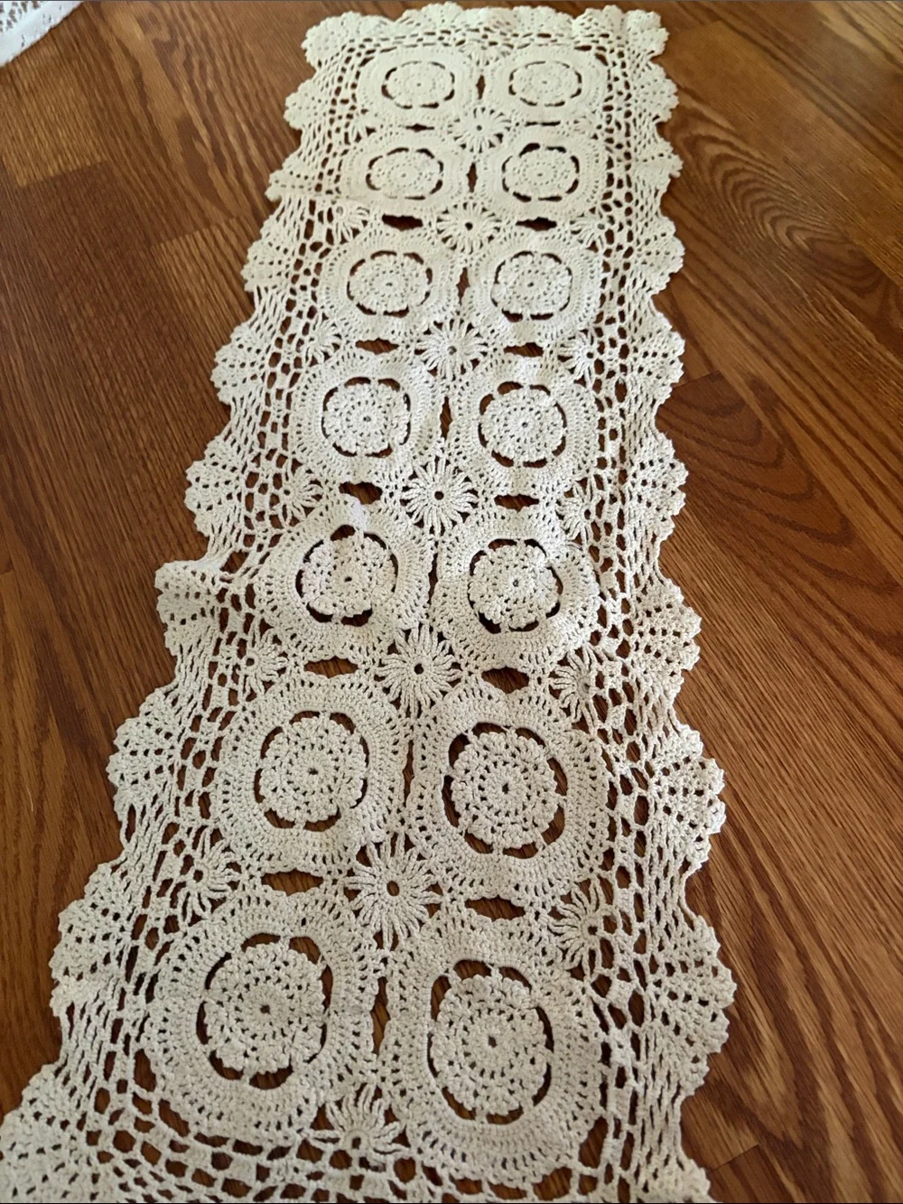Crocheted Table Runner in Cream — Elegant Dining Accent